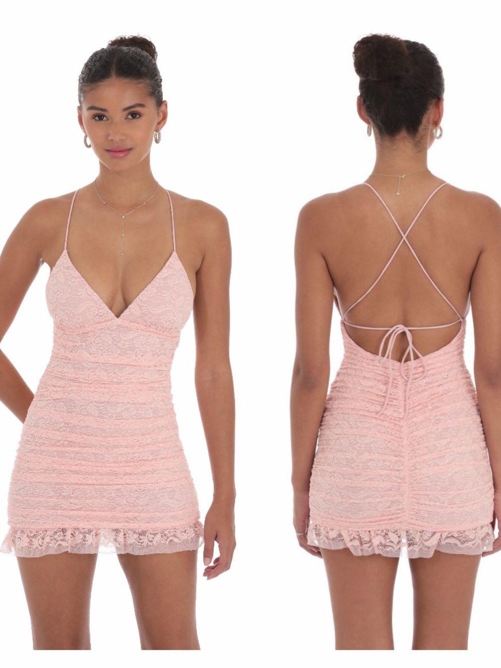 Lucy in the Sky Ruched Bodycon Dress in Pink